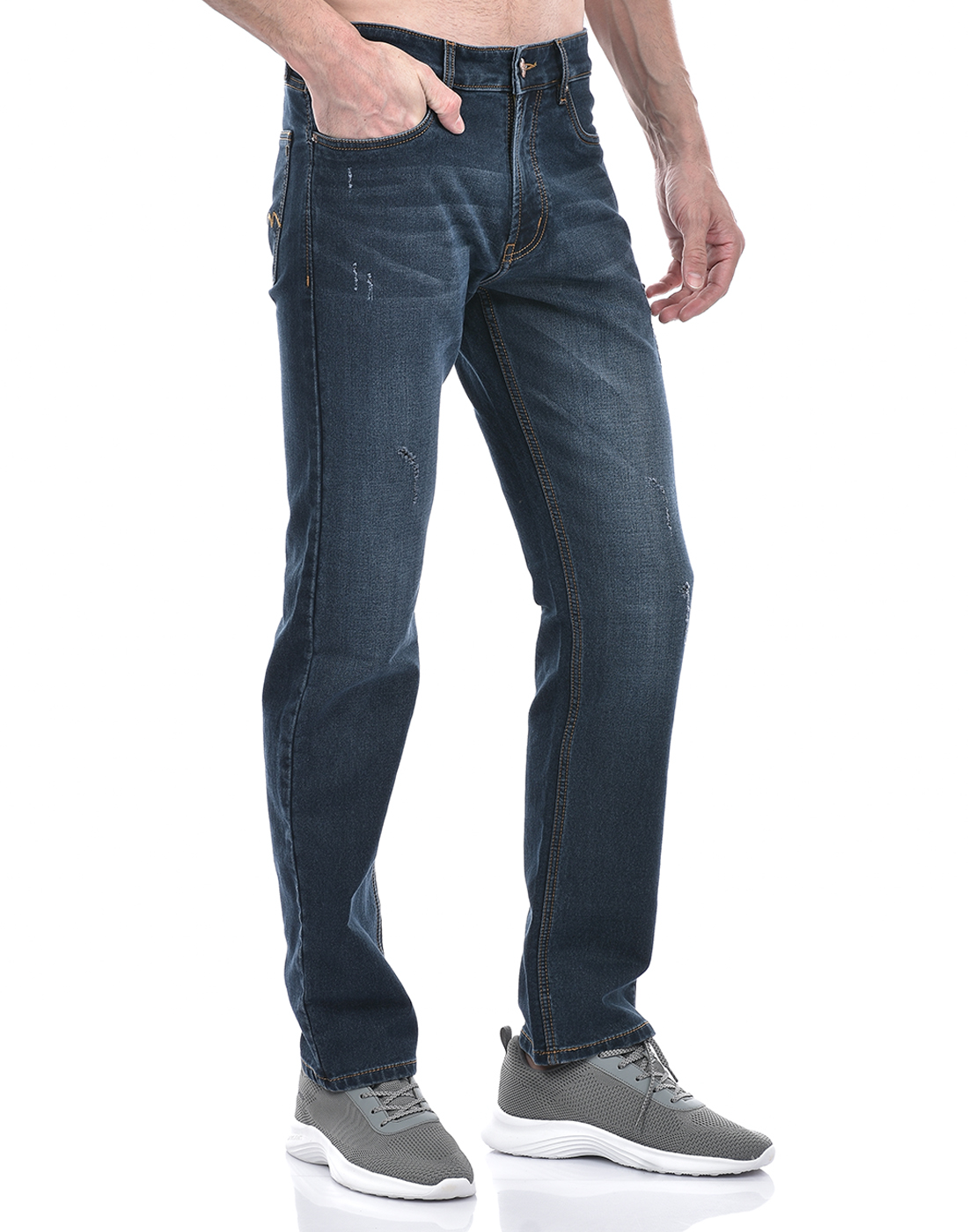 Numero Uno Men Solid Dark Blue Jeans